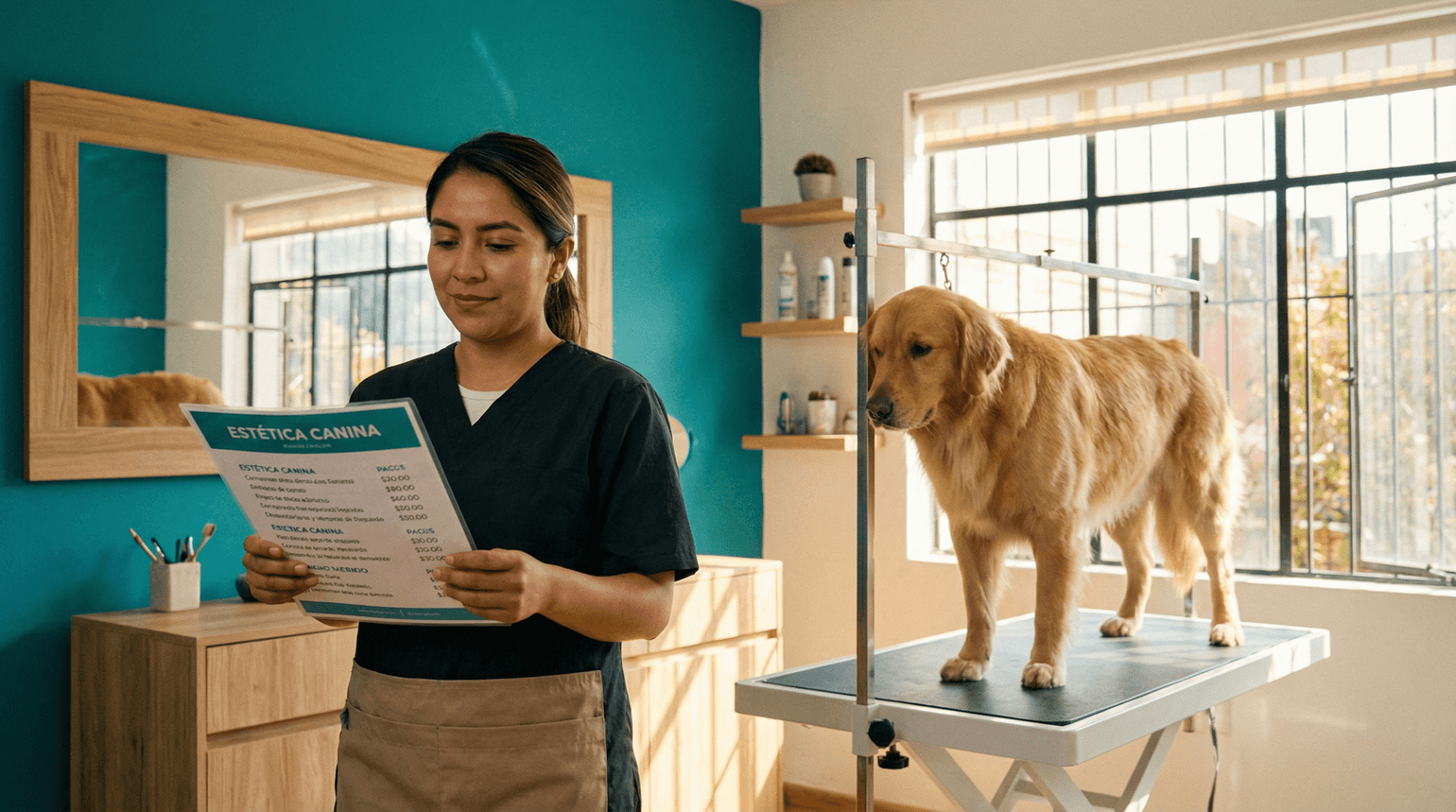 Tabla de precios de estética canina en México con diferentes razas y tamaños de perros